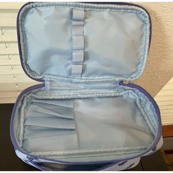 TENDER LOVE & + CARRY Travel Toiletry Makeup Cosmetic Bag Purple butterflies zip - Picture 3 of 9